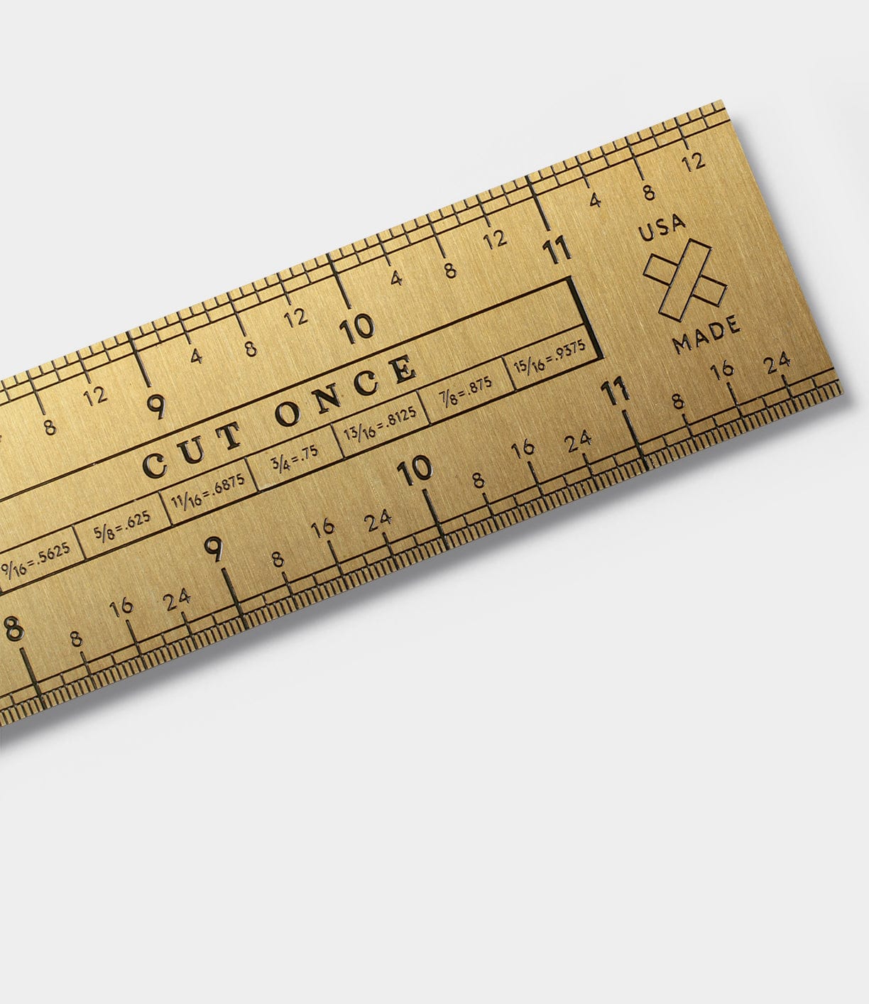 Measure Twice 12 inch Solid Brass Ruler Workshop Desk Best Made Co