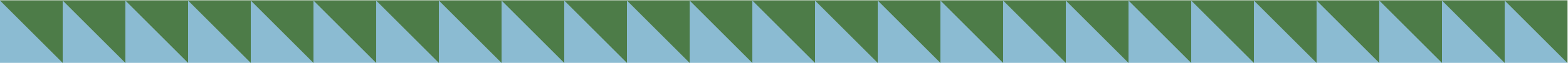 Alternating green and light blue vertical triangles form a repeating pattern, creating a zigzag edge along the top of the image, with green triangles pointing downward toward a blue background.