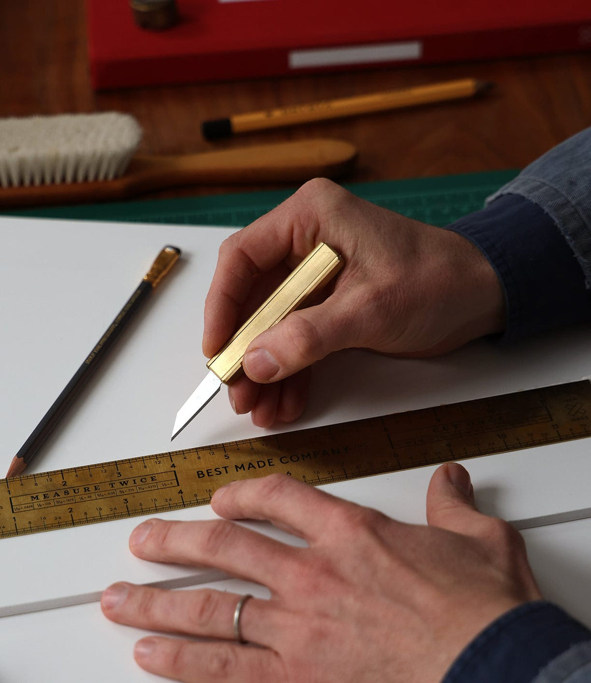 Measure Twice 12 inch Solid Brass Ruler