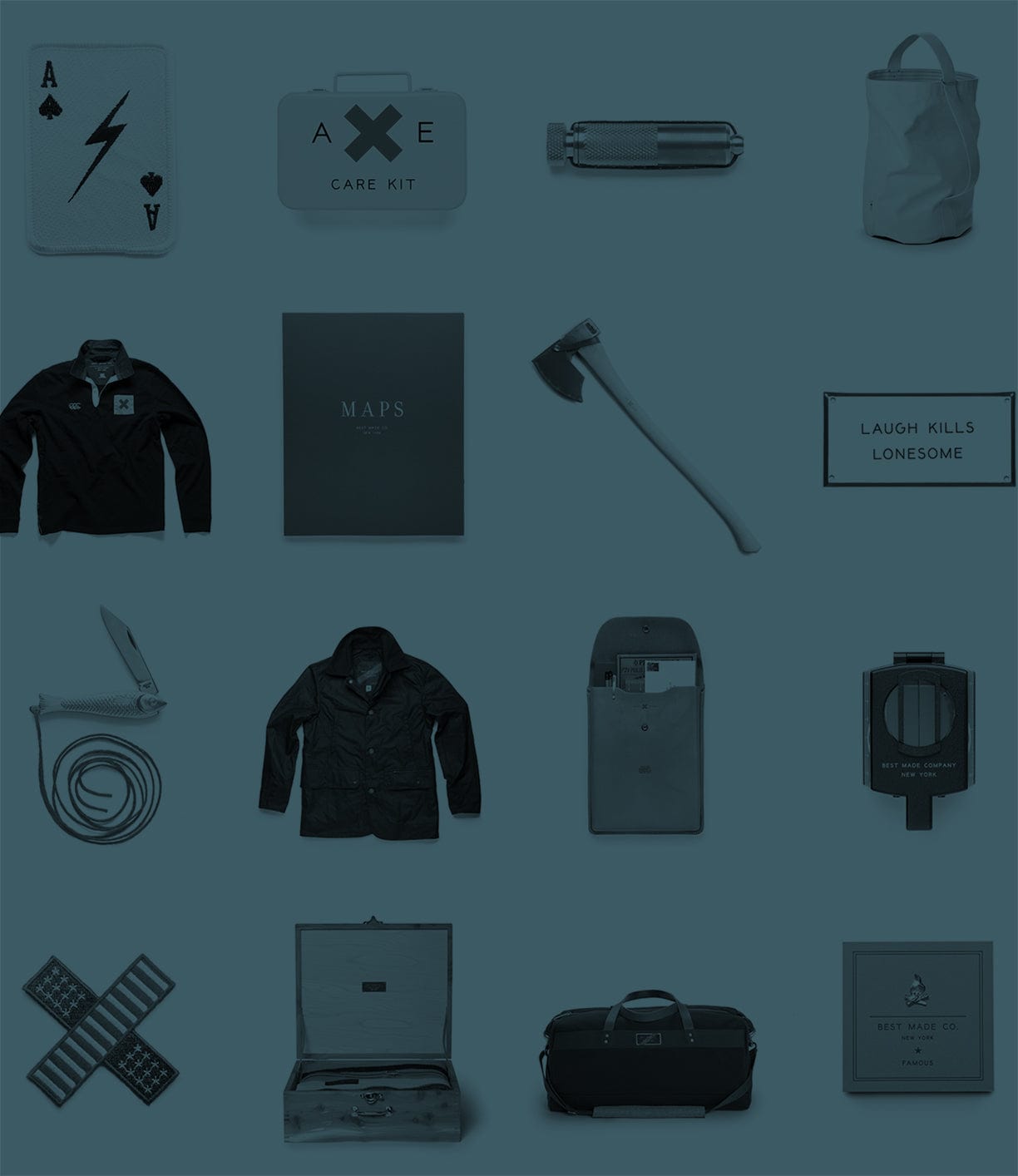 Collection of black and gray icons on a dark blue background